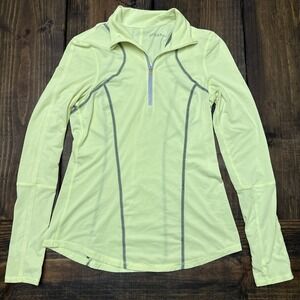 Zella‎ Shirt XS Women Yellow Running Reflective 1/4  Zip Thumb Hole Long Sleeve
